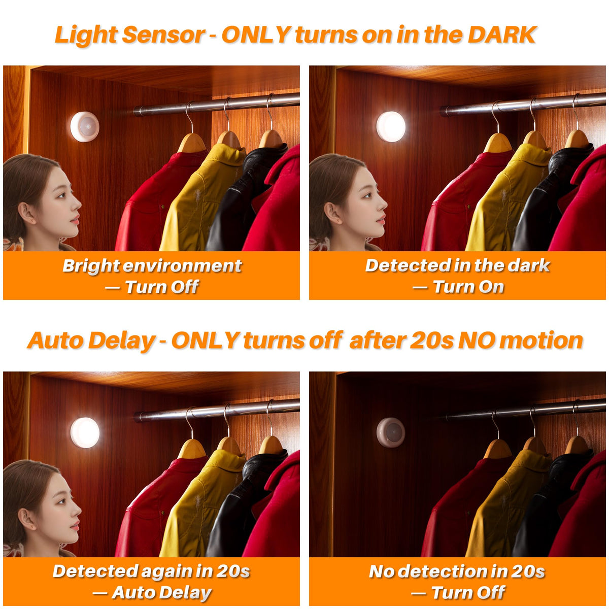 6-Pack Motion Sensor LED Puck Lights 60 Lumen