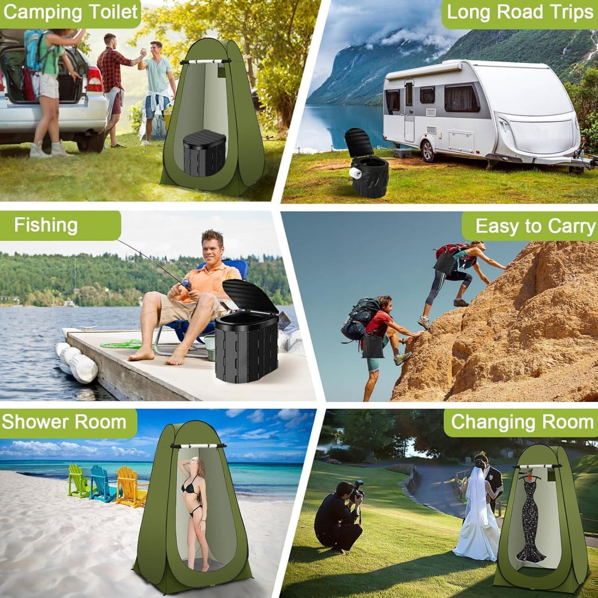OGETFUUR Portable Toilet Kit with Pop-Up Privacy Tent