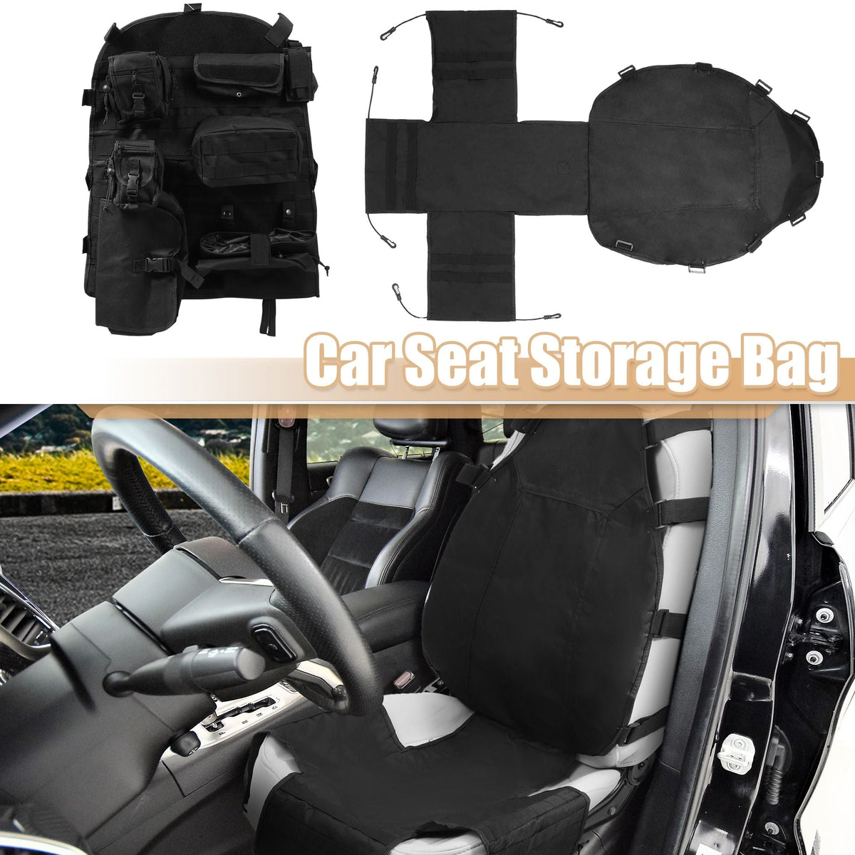 Car Front Seat Back Organizer Storage Bag 7 Pocket for Jeep Wrangler JK JL