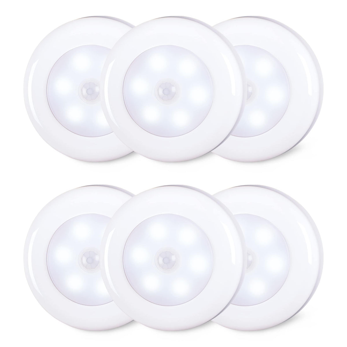 6-Pack Motion Sensor LED Puck Lights 60 Lumen