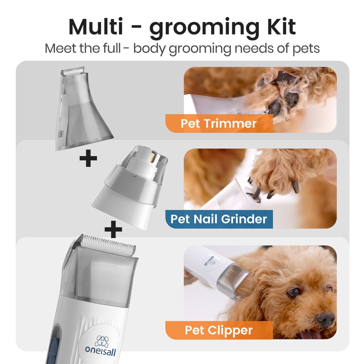 oneisall White Pet Grooming Vacuum Kit LM2