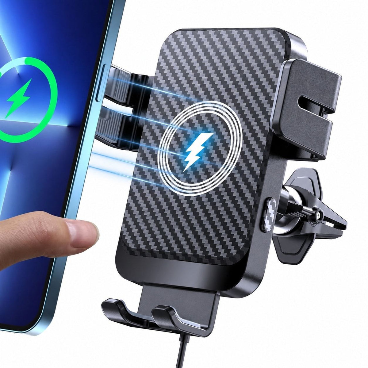 Wireless Car Charger 15W Fast Charging Auto Clamping Phone Mount