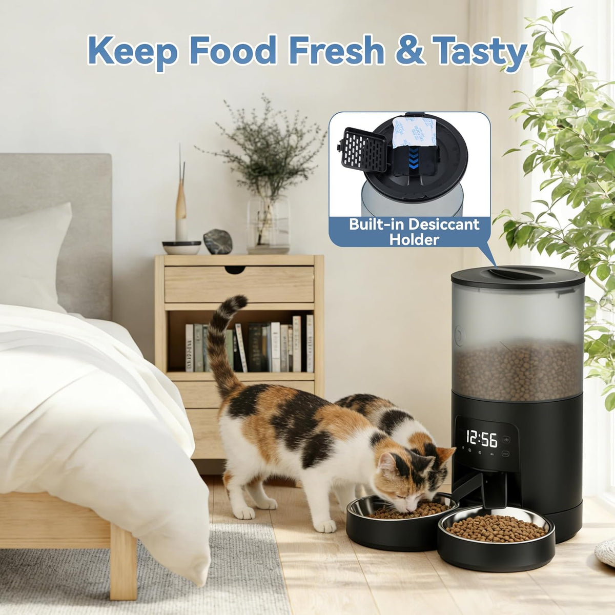 6L WiFi Smart Pet Feeder Automatic Food Dispenser Black