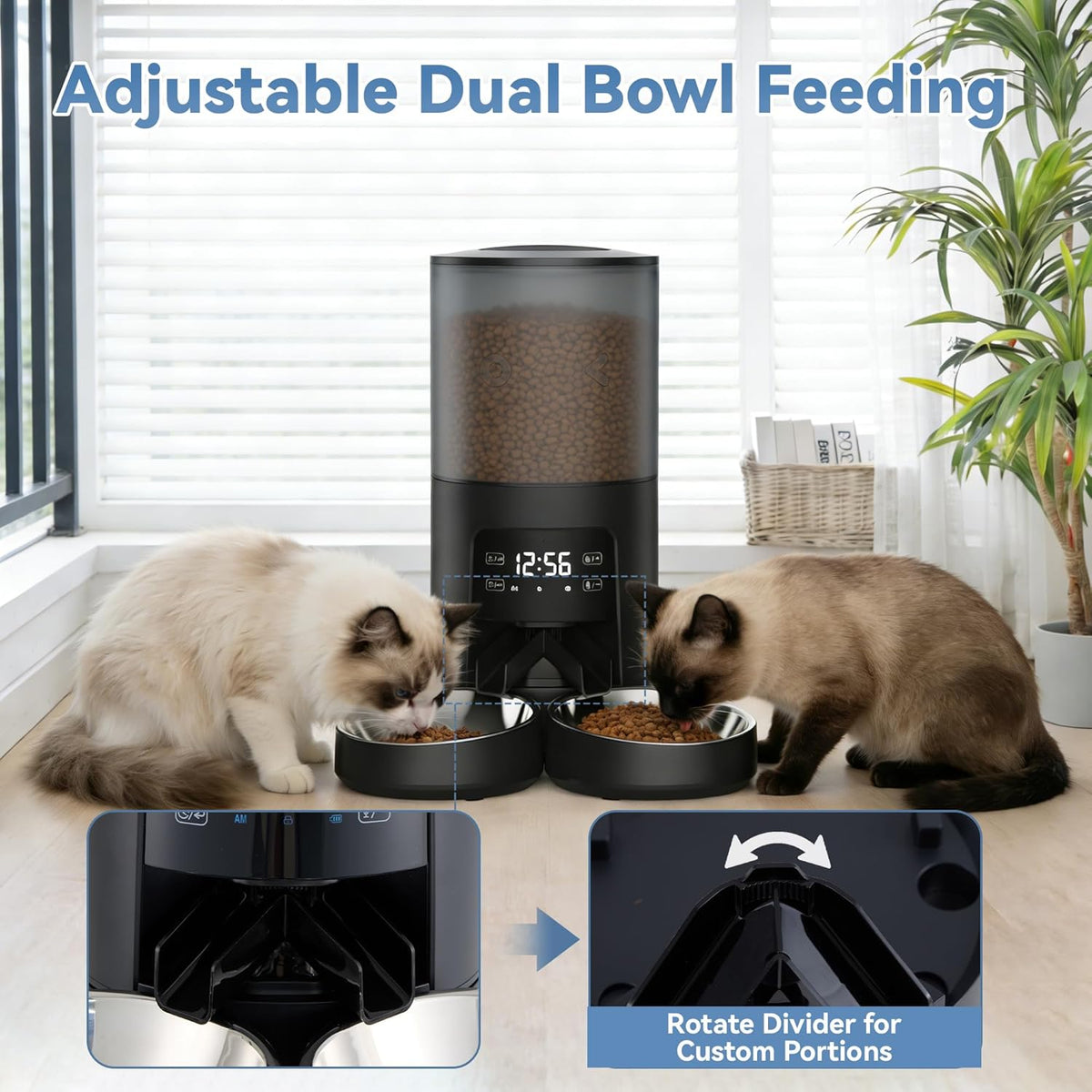 6L WiFi Smart Pet Feeder Automatic Food Dispenser Black