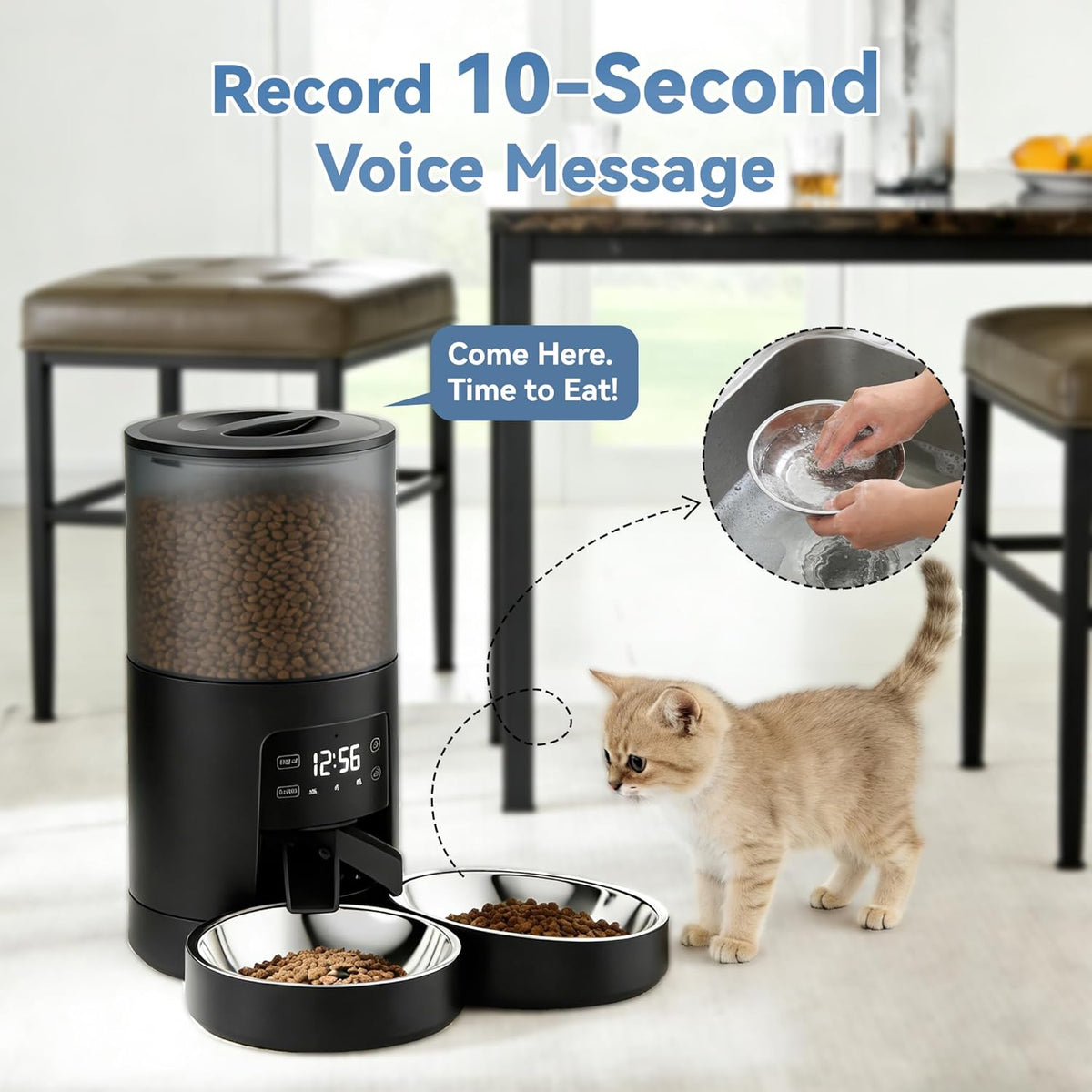 6L WiFi Smart Pet Feeder Automatic Food Dispenser Black