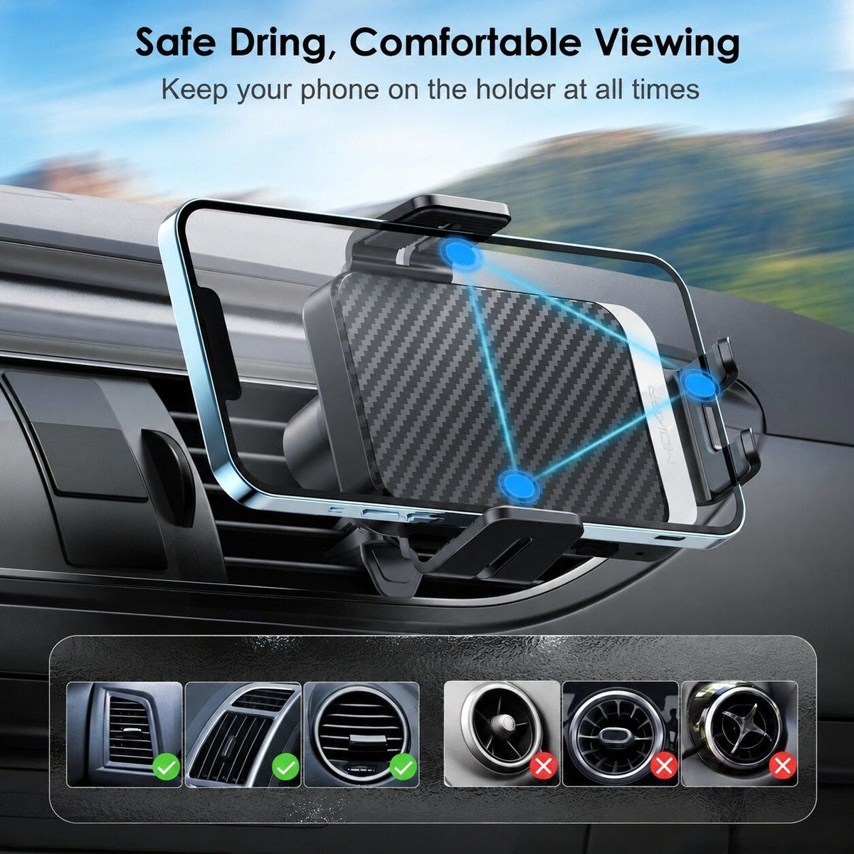 Wireless Car Charger 15W Fast Charging Auto Clamping Phone Mount