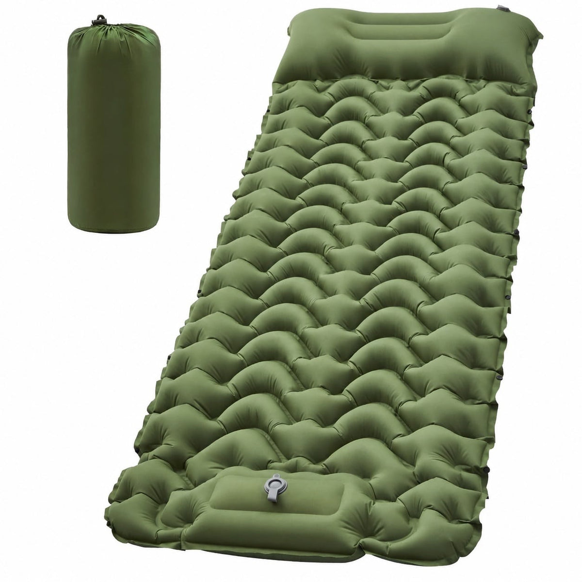 Ultralight Inflatable Camping Sleeping Pad with Built-In Pillow and Foot Pump