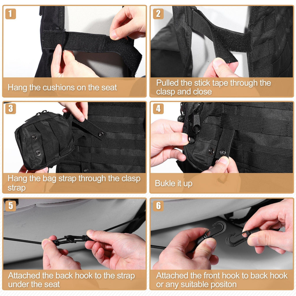 Car Front Seat Back Organizer Storage Bag 7 Pocket for Jeep Wrangler JK JL