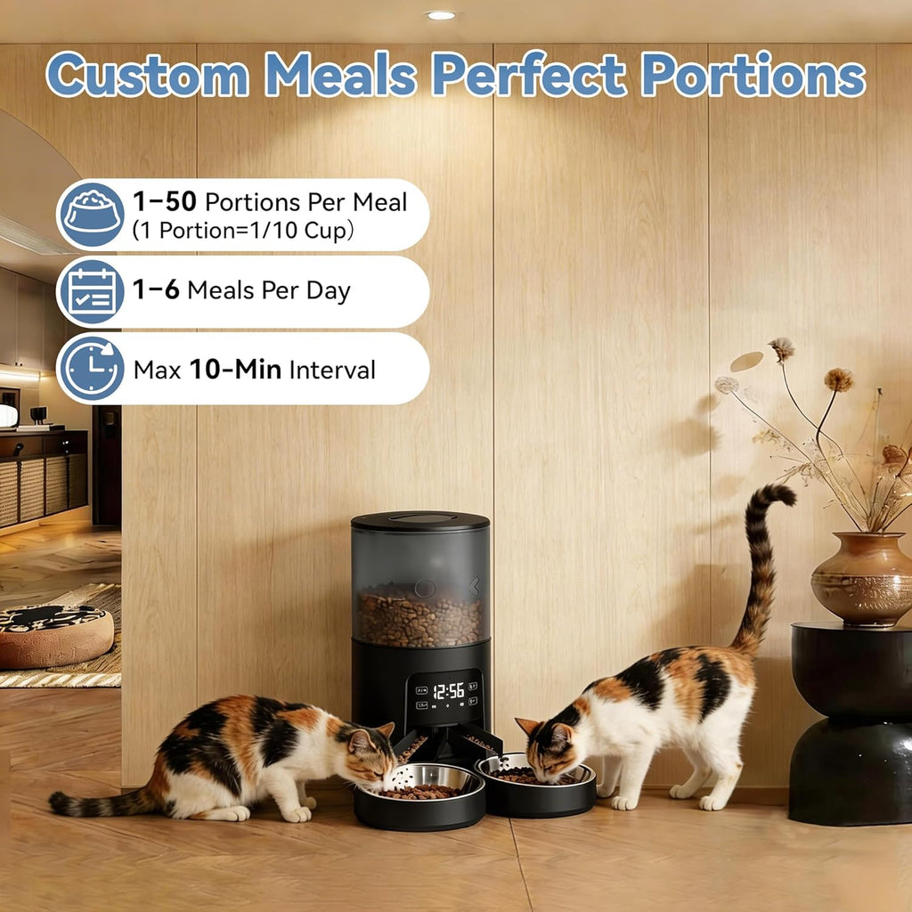 6L WiFi Smart Pet Feeder Automatic Food Dispenser Black