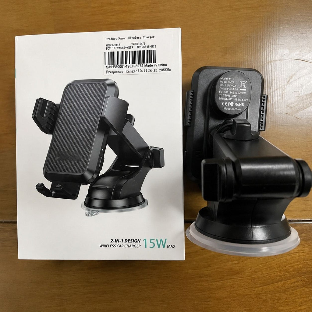 Wireless Car Charger Phone Holder 15W Auto Clamping Mount