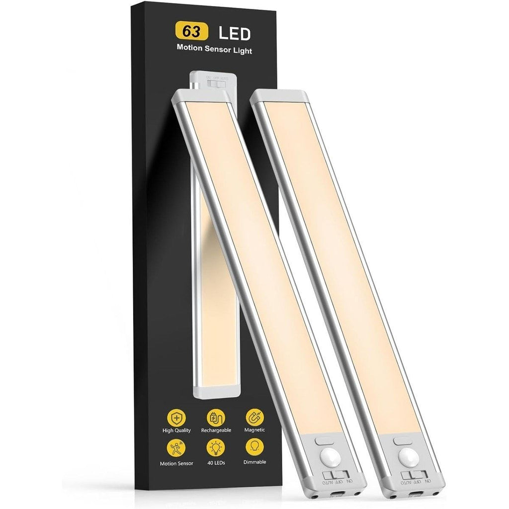 2 Pack Rechargeable Motion Sensor LED Under Cabinet Light