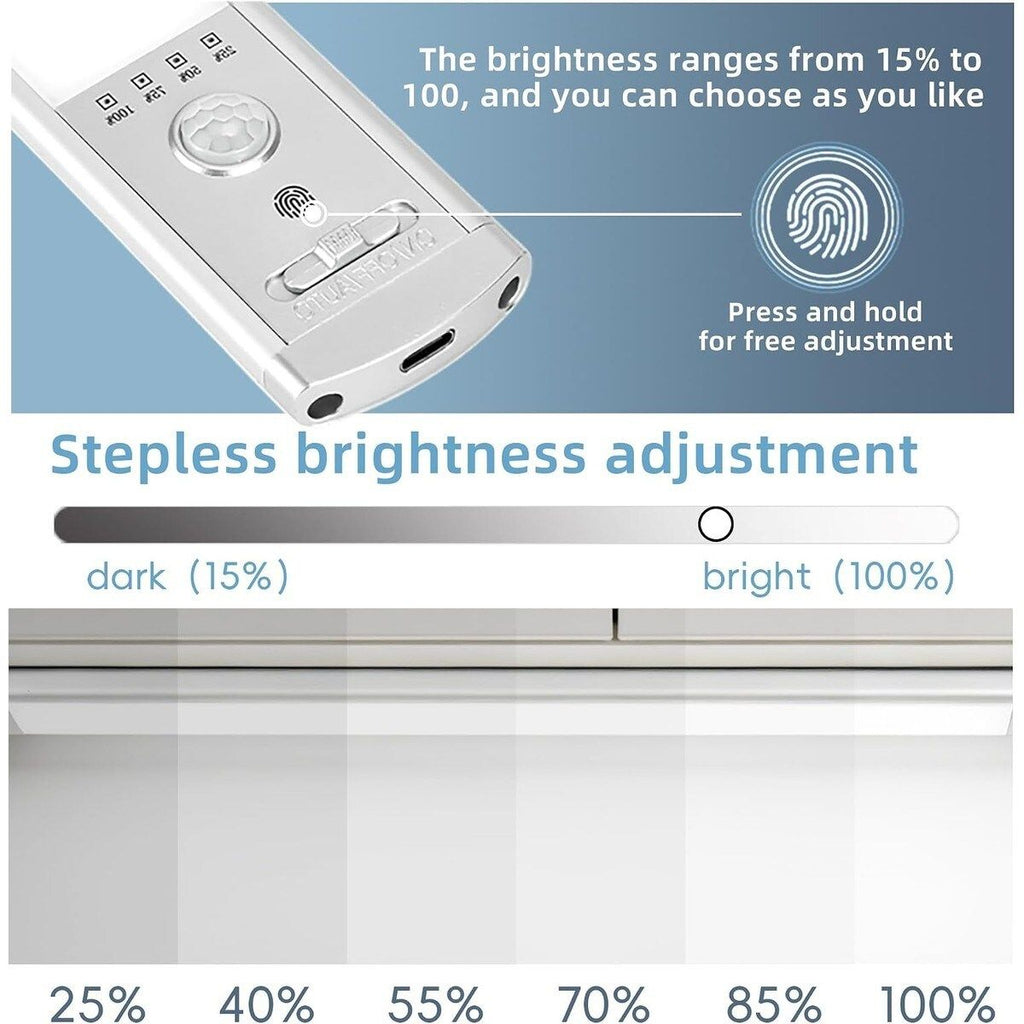 2 Pack Rechargeable LED Under Cabinet Lights with Motion Sensor 10 Inch Magnetic Stick On Closet Light Stepless Dimmable for Kitchen Pantry Wardrobe