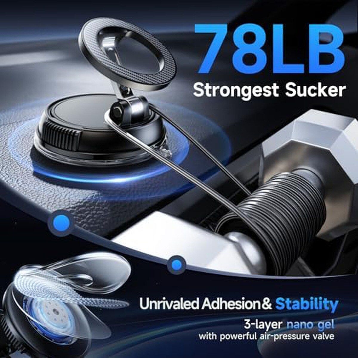 Magnetic Car Phone Holder Mount 78 lb Suction Cup