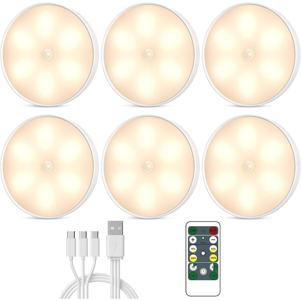2 Pack Motion Sensor Puck Lights with Remote and Timer