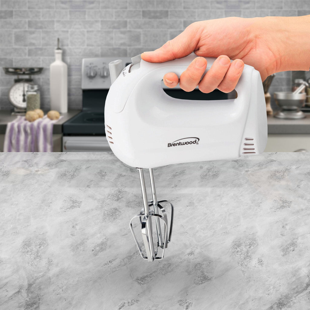 Brentwood 5-Speed White Hand Mixer