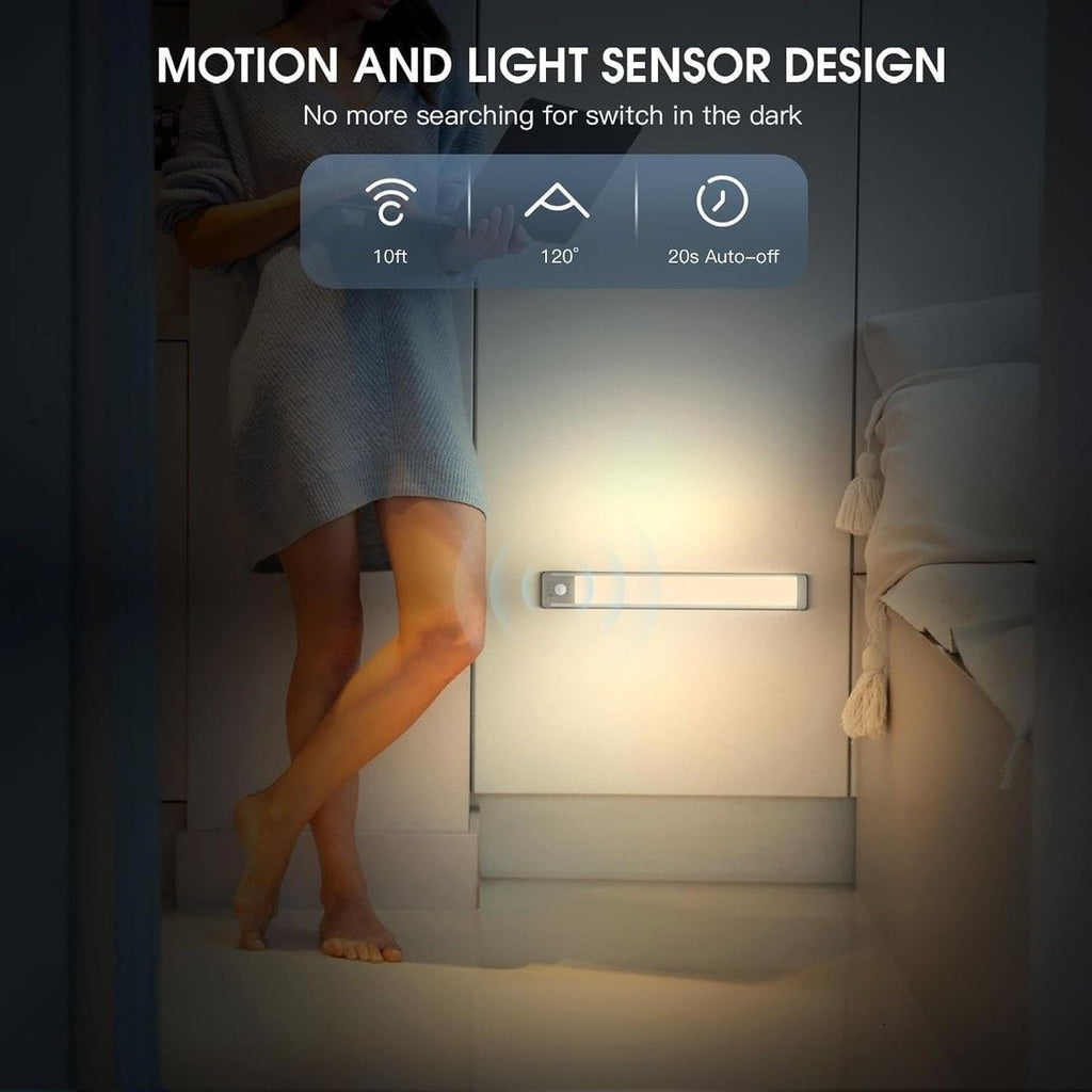 2 Pack Rechargeable Motion Sensor LED Under Cabinet Light