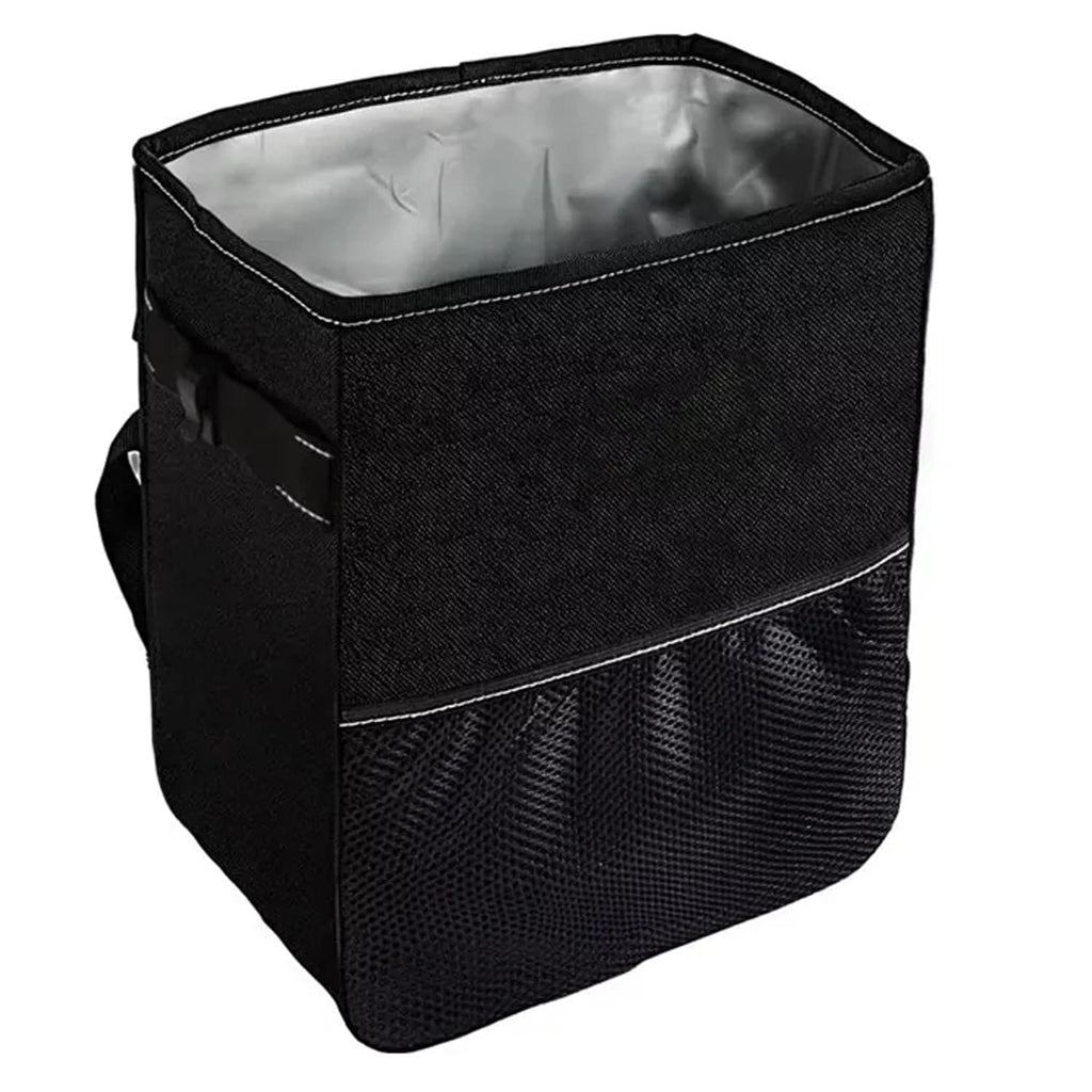 Collapsible Car Trash Can Organizer with Lid and Storage Pockets