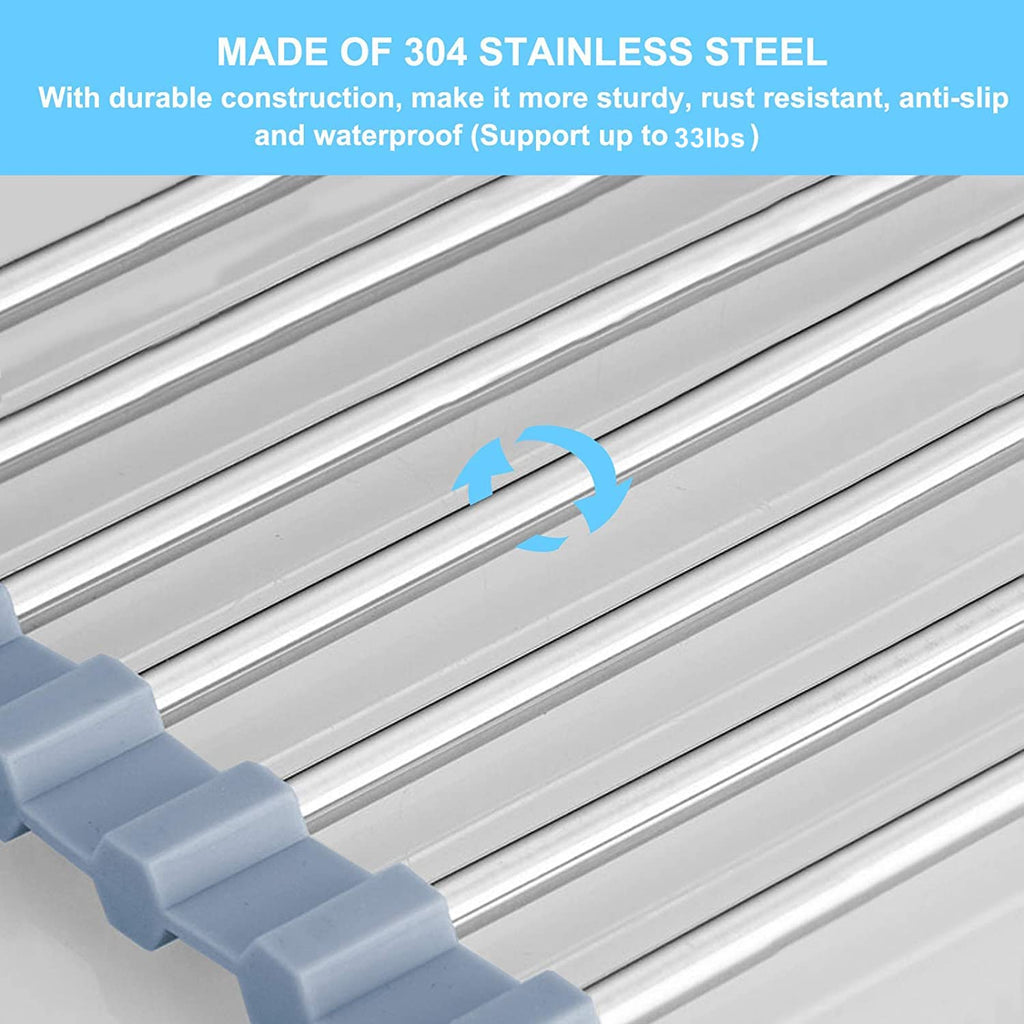 Roll-Up Stainless Steel Over-Sink Dish Drying Rack