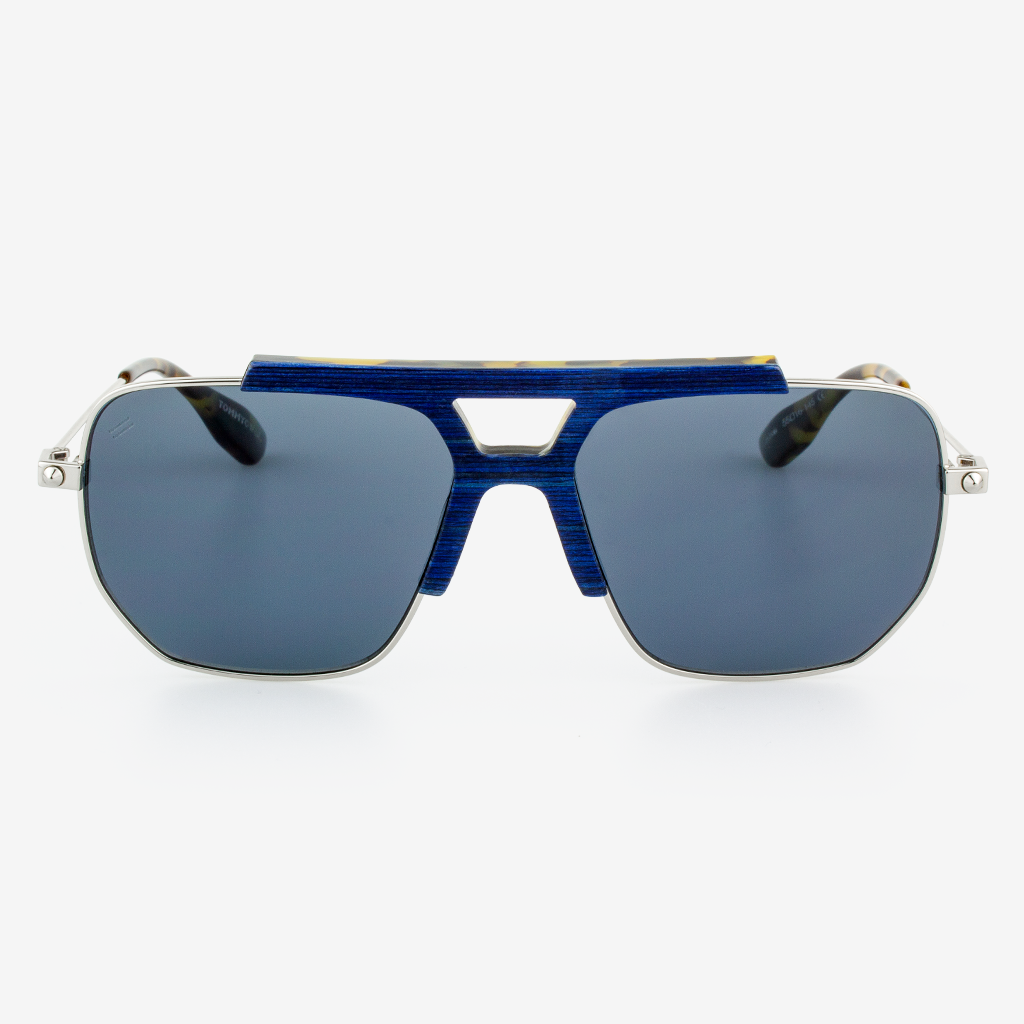 Hudson Polarized Aviator Sunglasses with Wood and Acetate Frames