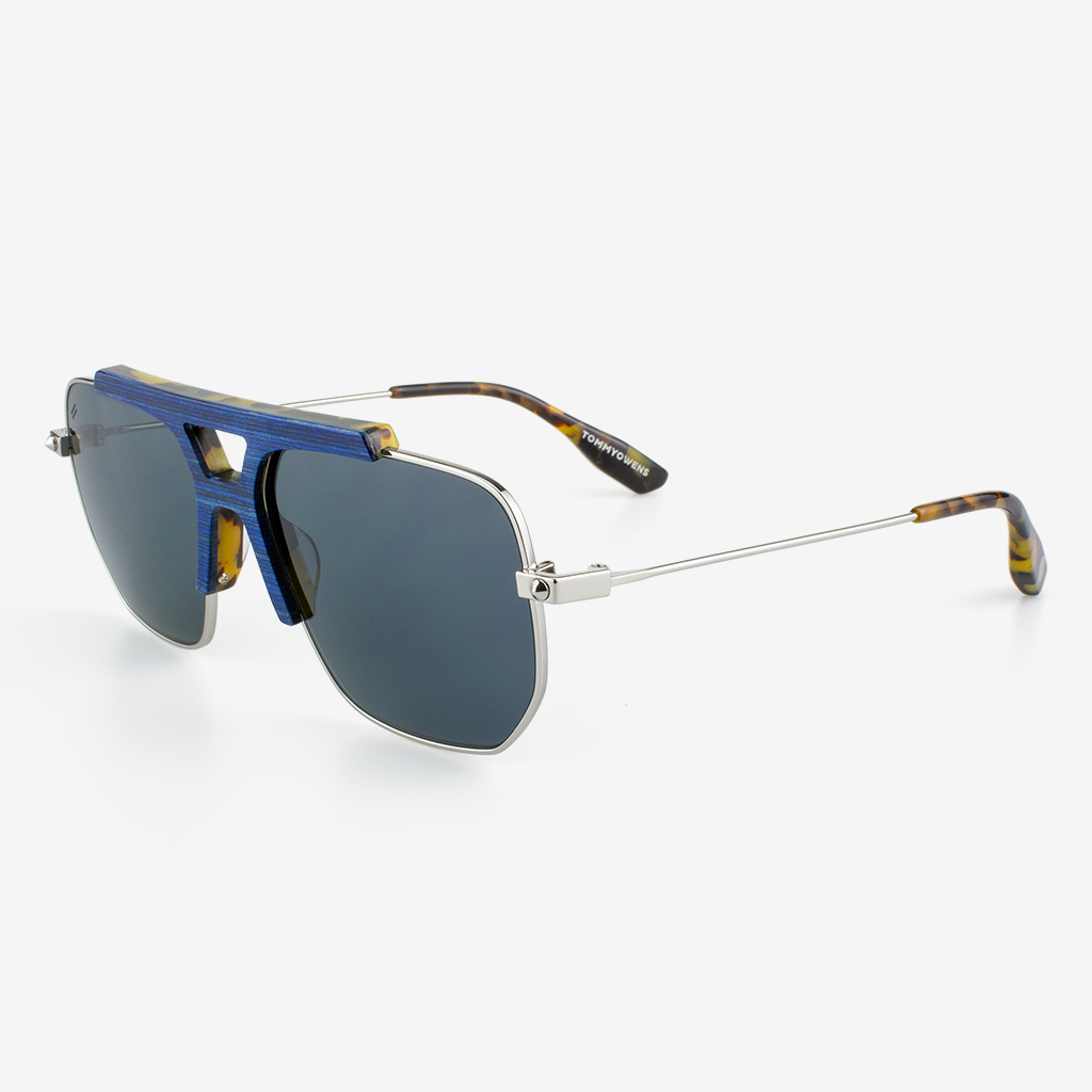 Hudson Polarized Aviator Sunglasses with Wood and Acetate Frames