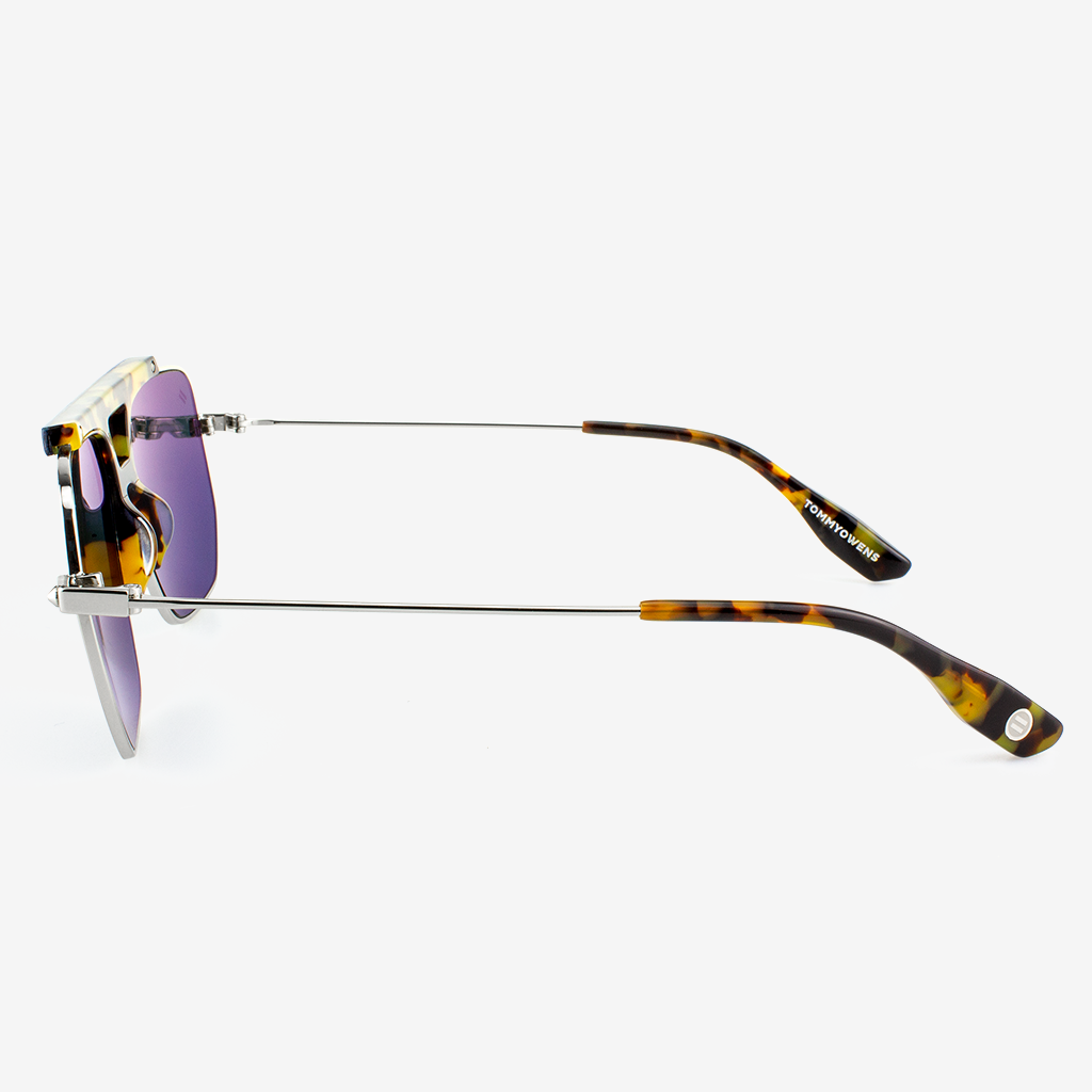 Hudson Polarized Aviator Sunglasses with Wood and Acetate Frames