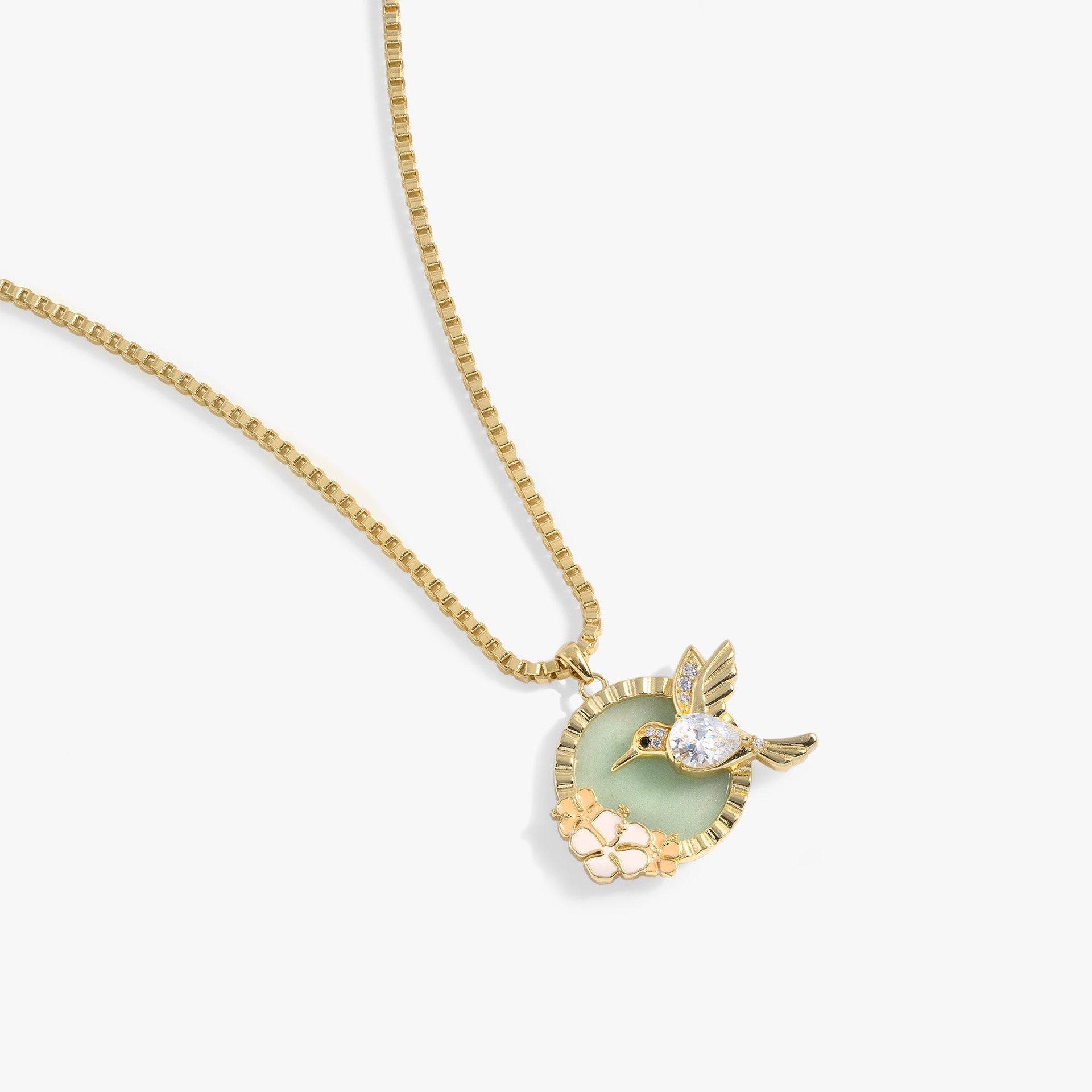 Hummingbird Gemstone Pendant Necklace with Green Aventurine
