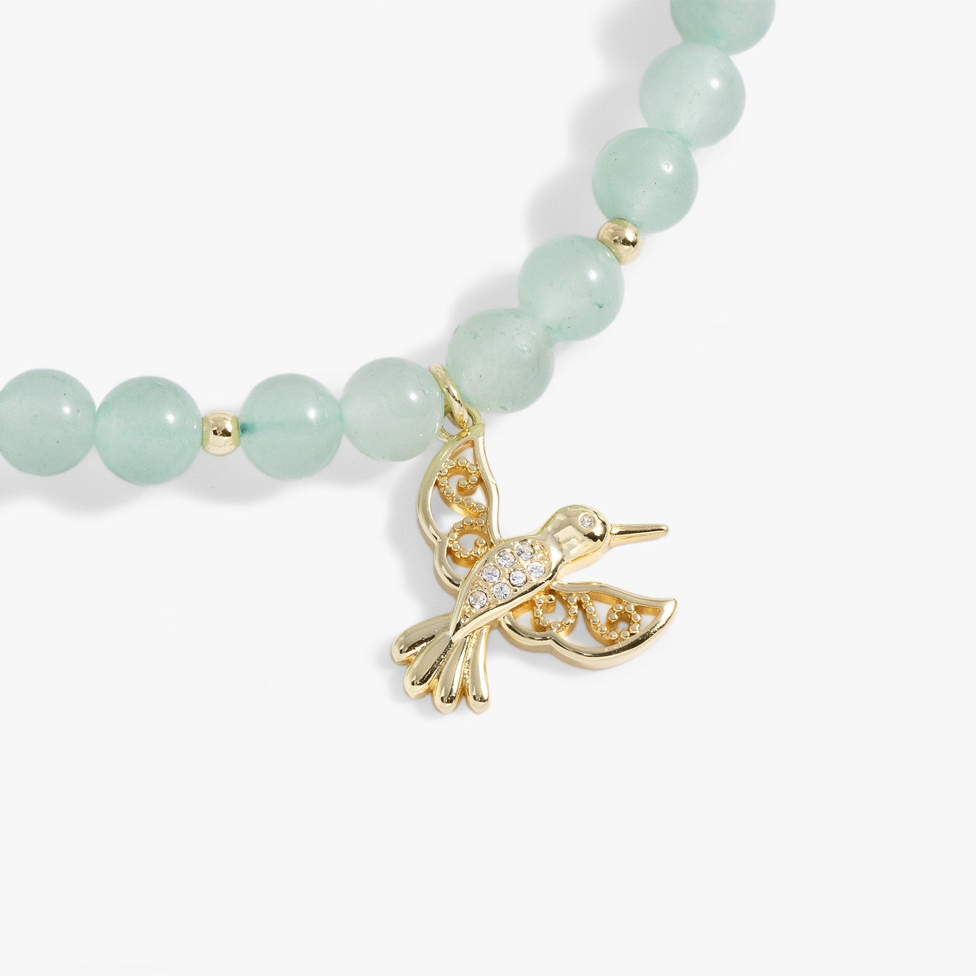 Hummingbird Gemstone Bolo Bracelet with Green Aventurine Beads