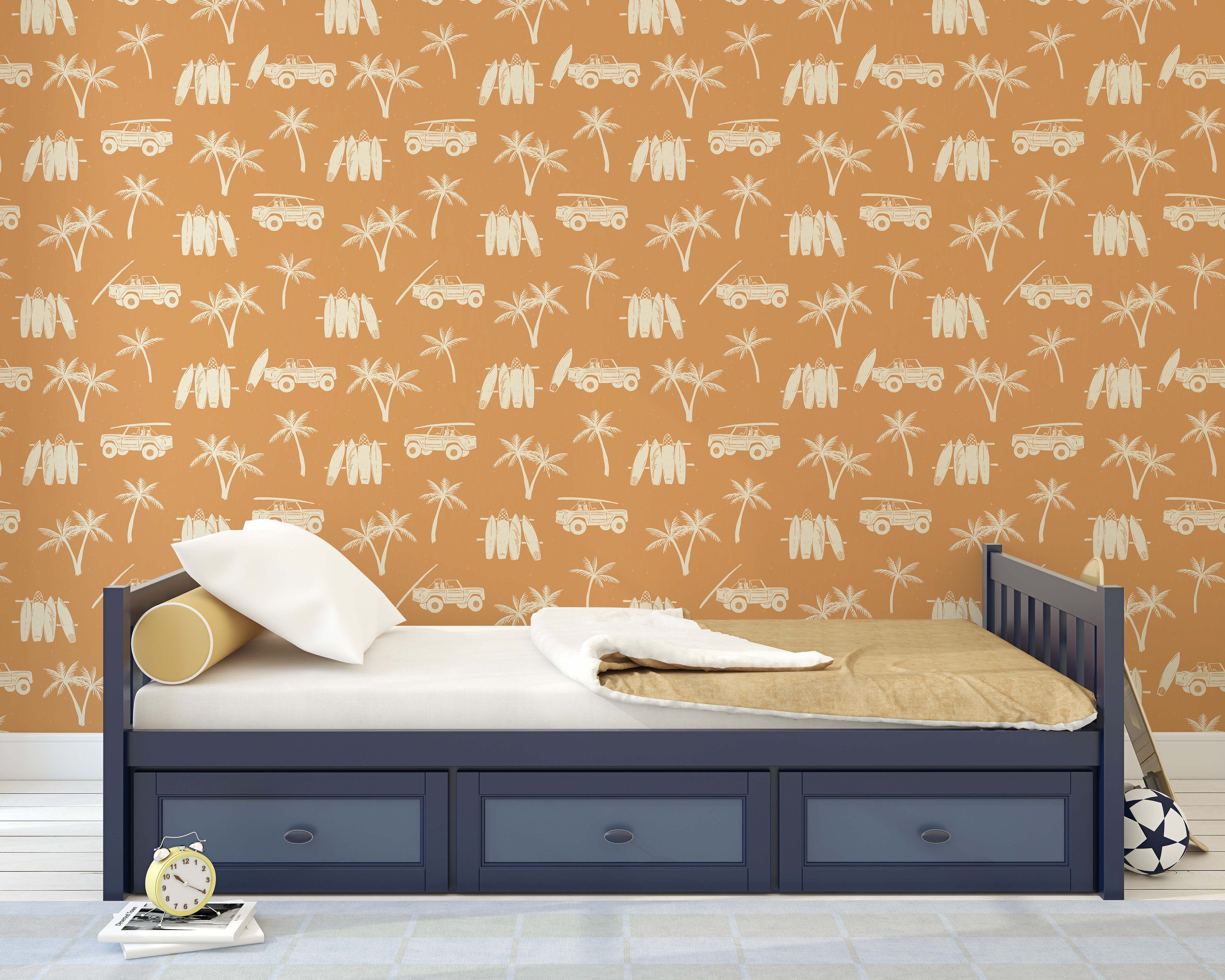 Hurley Removable Wallpaper in Beige, Olive-Green and Sage-Green