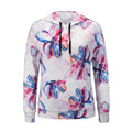 Women's long-sleeved hooded t-shirt featuring a vibrant floral leaf pattern.