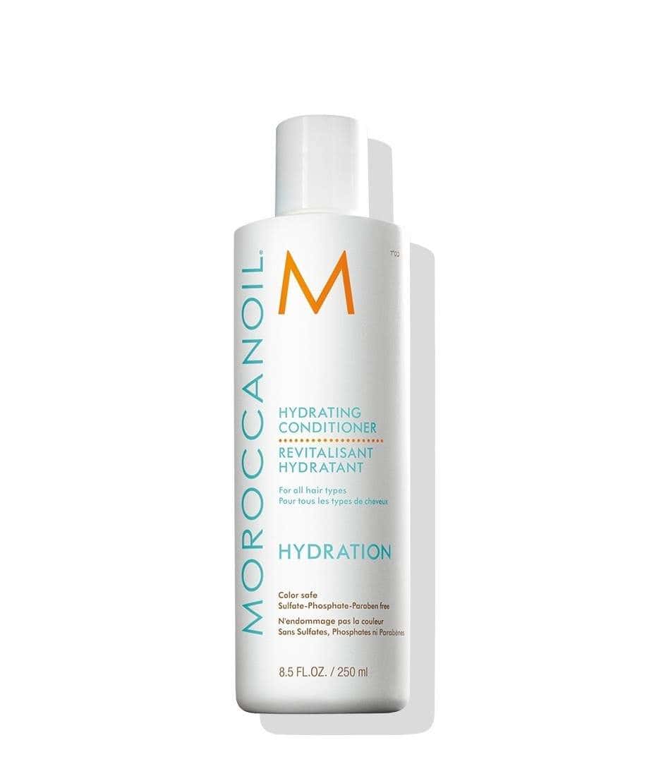 Moroccanoil Hydrating Conditioner bottle in signature teal and white branding on a clean background.