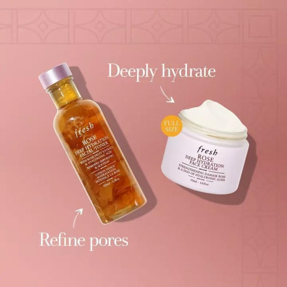 Rose Deep Hydration Facial Toner and Face Cream Skincare Duo