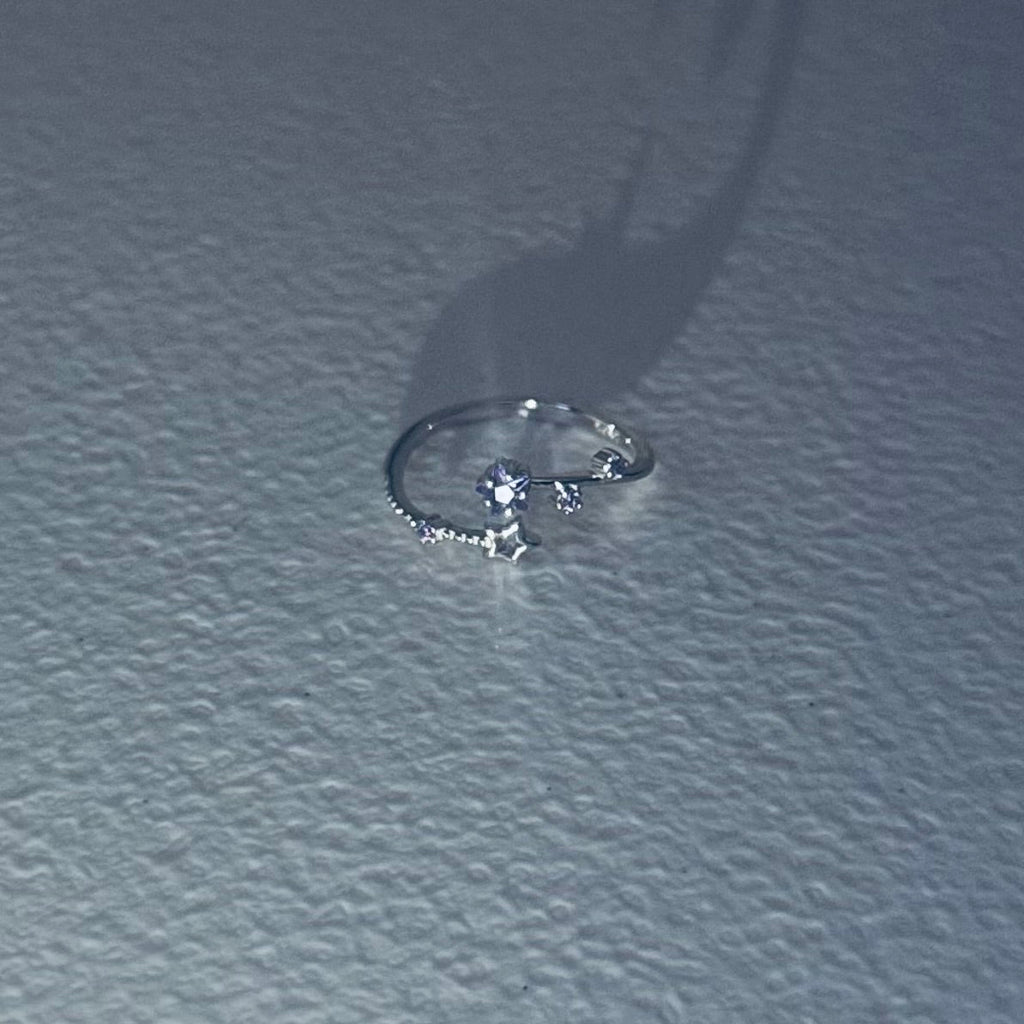 Hypoallergenic 925 Sterling Silver Open Star Zircon Ring - Adjustable Celestial Jewelry