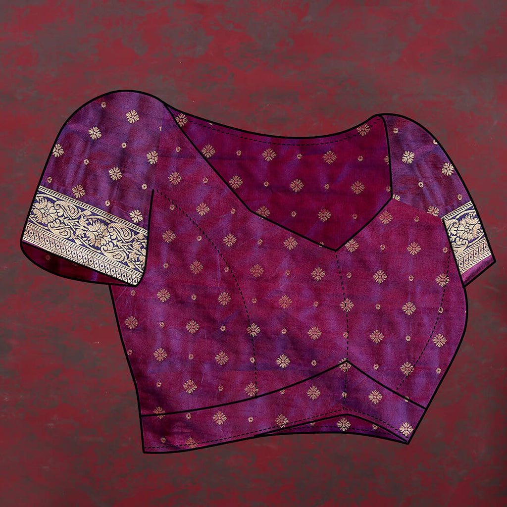 Orange & Wine Patola Silk Saree with Traditional Meenakari Work