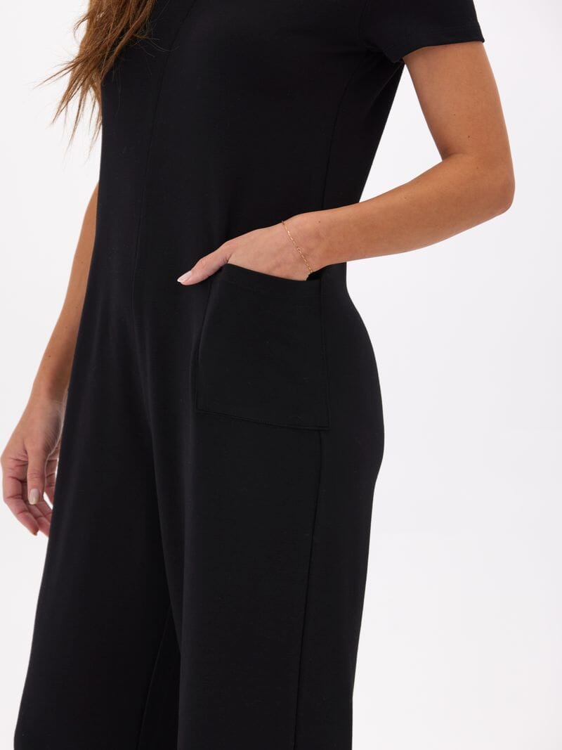 Modal Terry Short Sleeve Jumpsuit for Women - Versatile Fall Style