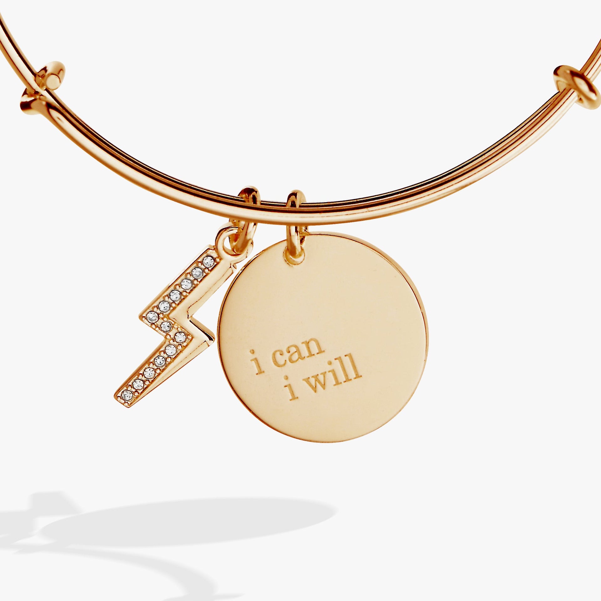 I Can, I Will Duo Charm Expandable Bangle with Crystal Lightning
