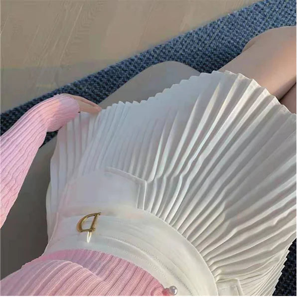 Women's High-Waisted Pleated Mini Skirt in Black or White - Image 13