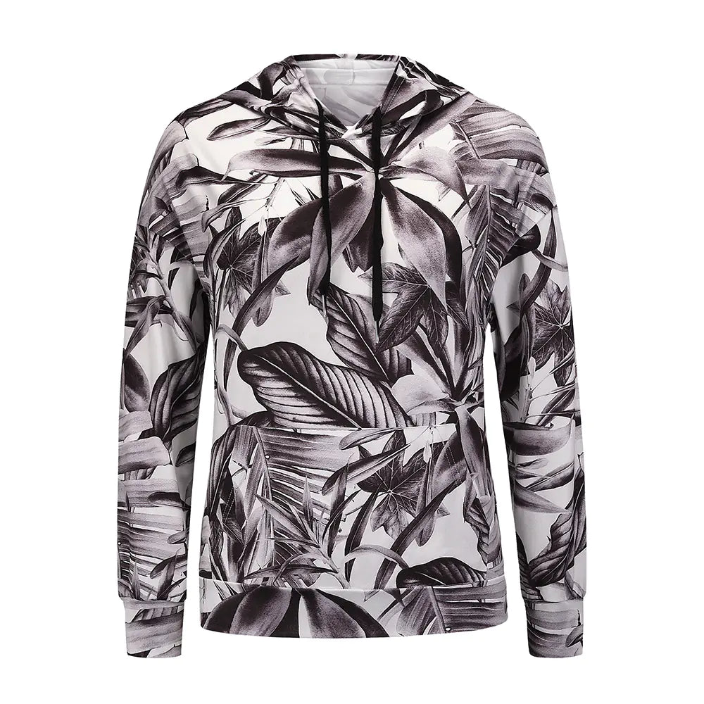 Women's Floral Print Long-Sleeved Hooded Pullover T-Shirt - Image 32