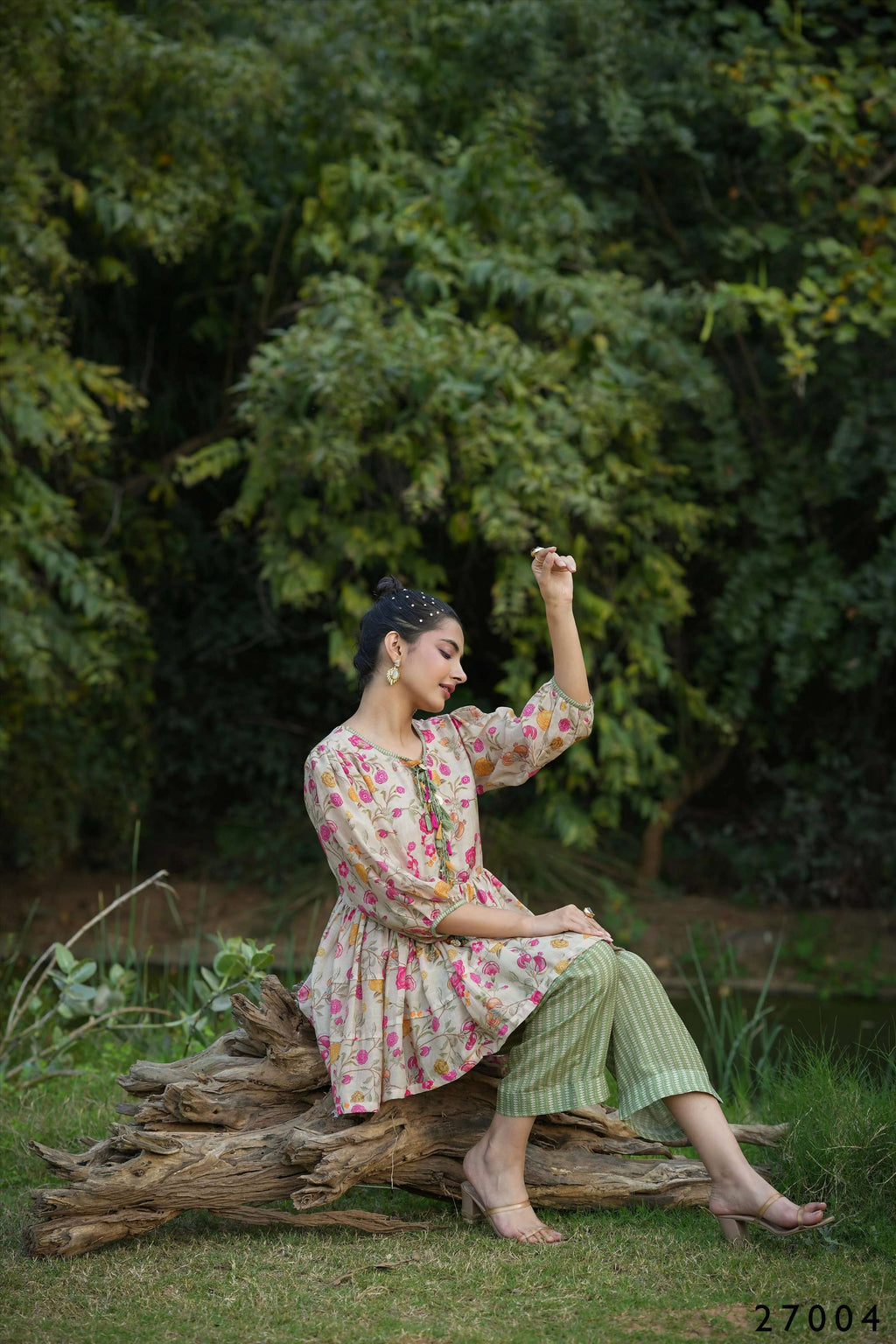 Women's Casual Fashionable Multi Mull Cotton co-ord set - Anya