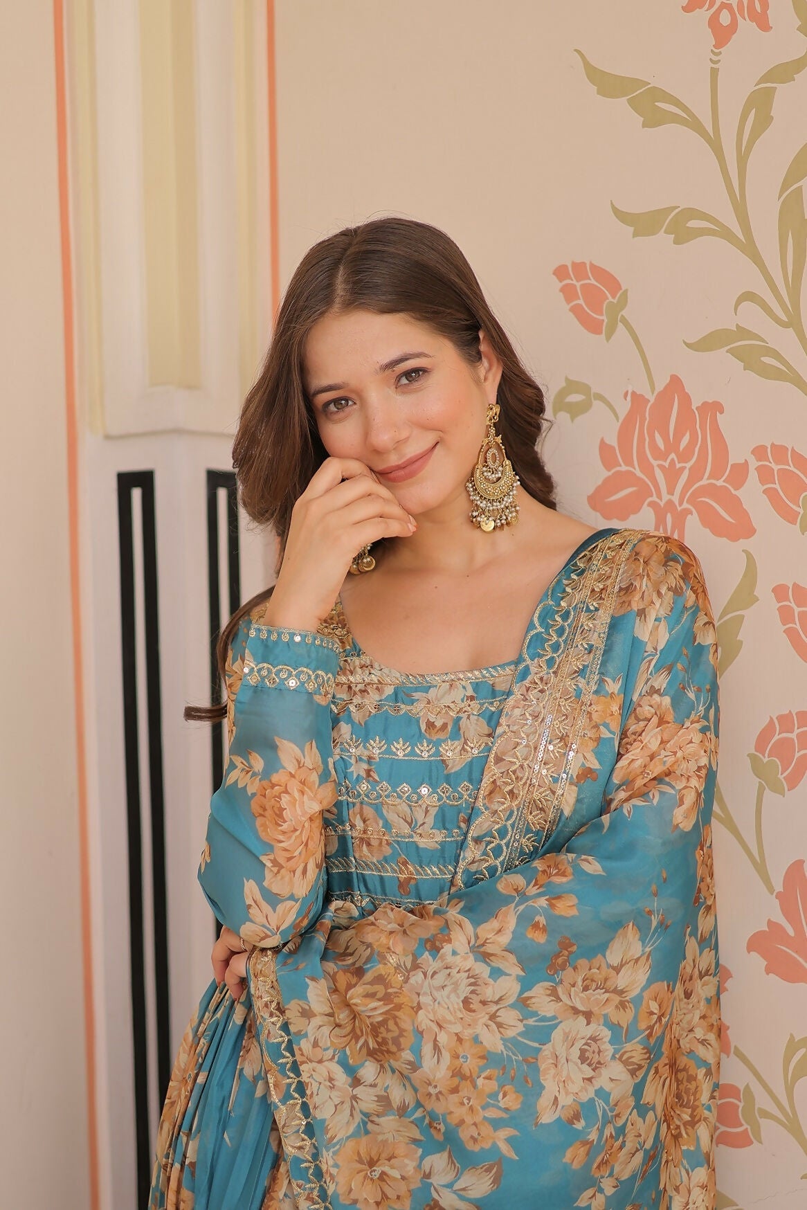 Rama Silk Kurta Set with Intricate Sequence Embroidery Work