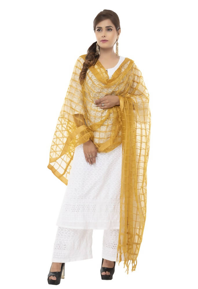 Golden Cotton Square Dupatta for Casual Ethnic Wear