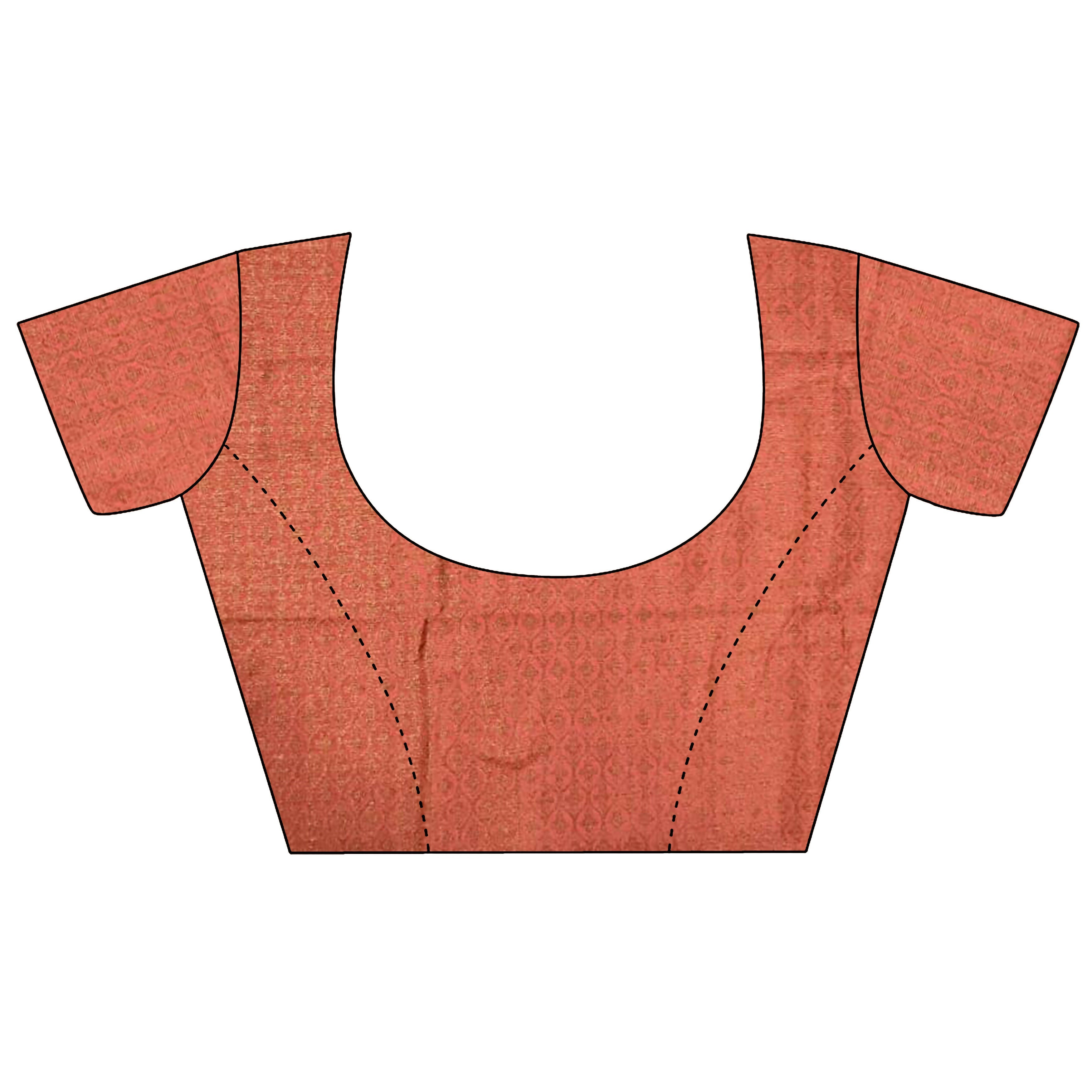 Peach Banarasi Soft Lichi Silk Saree with Checks & Woven Detail