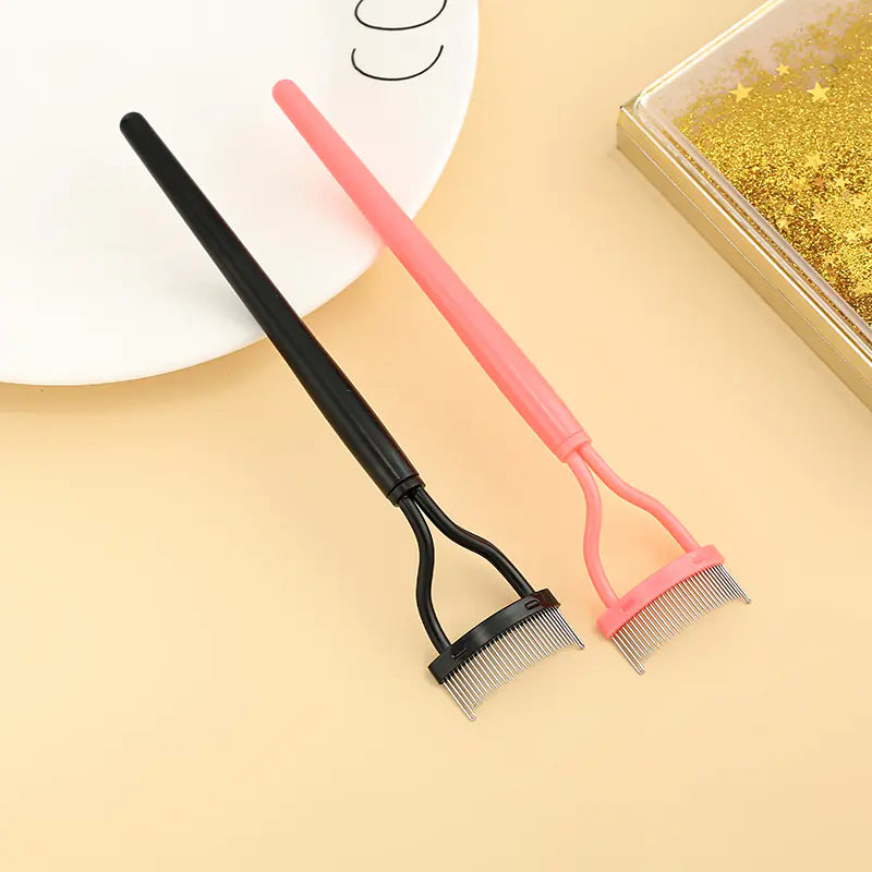 Foldable Steel Needle Eyelash Comb - Portable Design