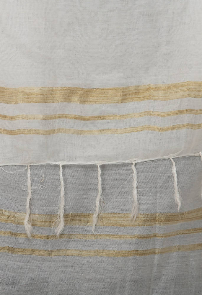 White Slub Cotton Dupatta - Soft Breathable Fabric Accessory