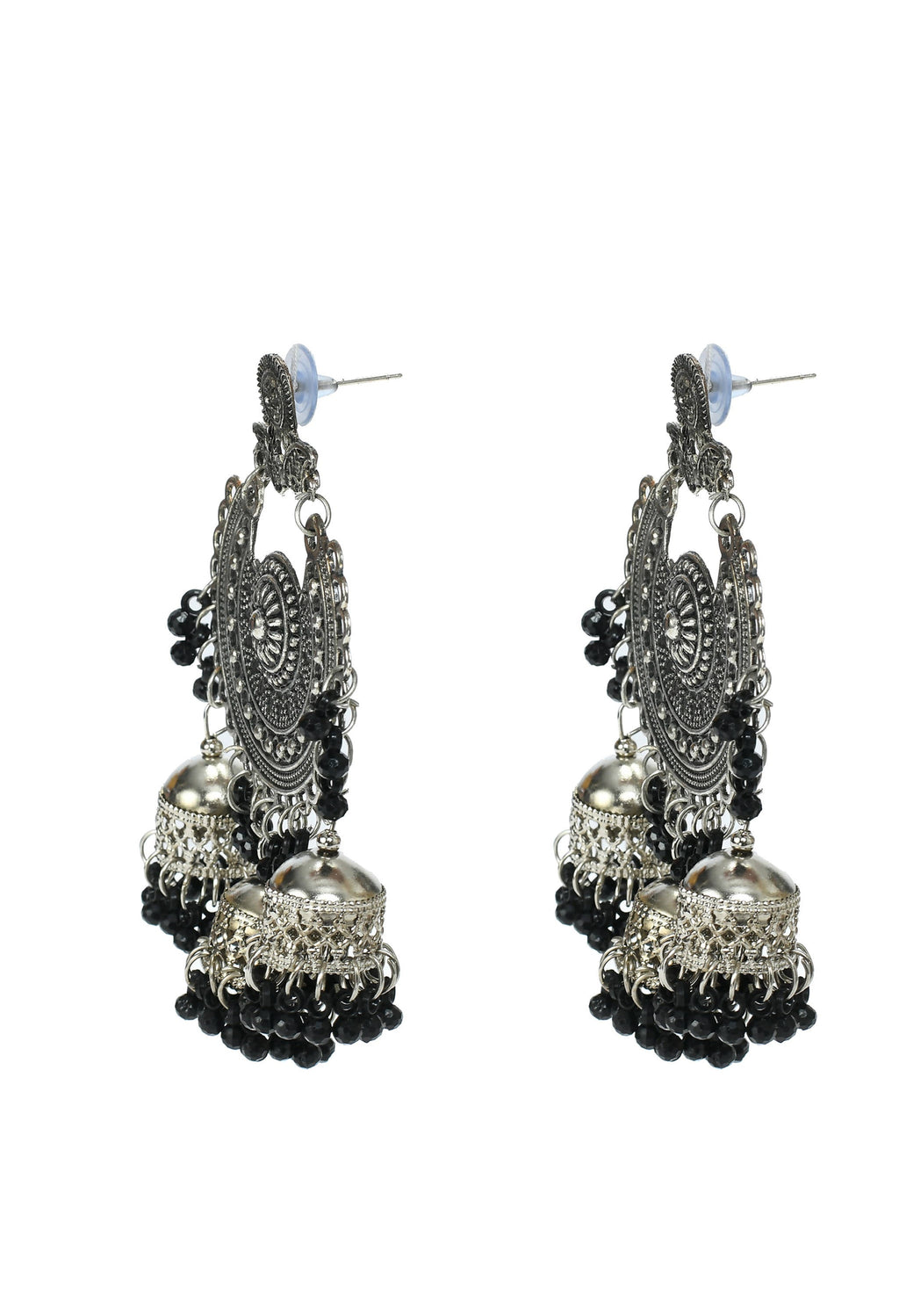 Traditional Kundan Jhumka Earrings with Matching Maang Tikka