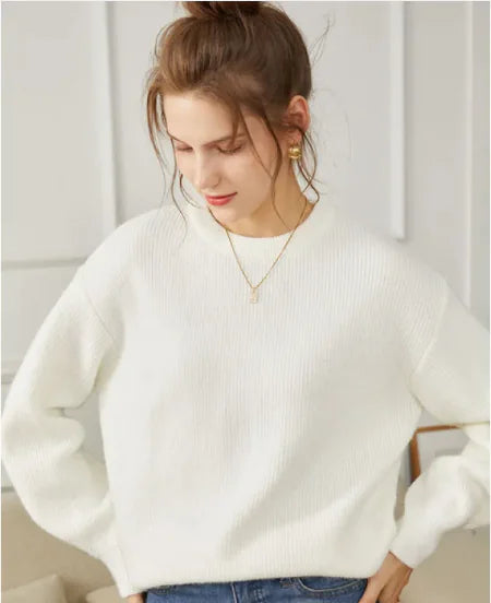 Women's Thick Ribbed Knit Crew Neck Sweater for Autumn Winter - Image 5
