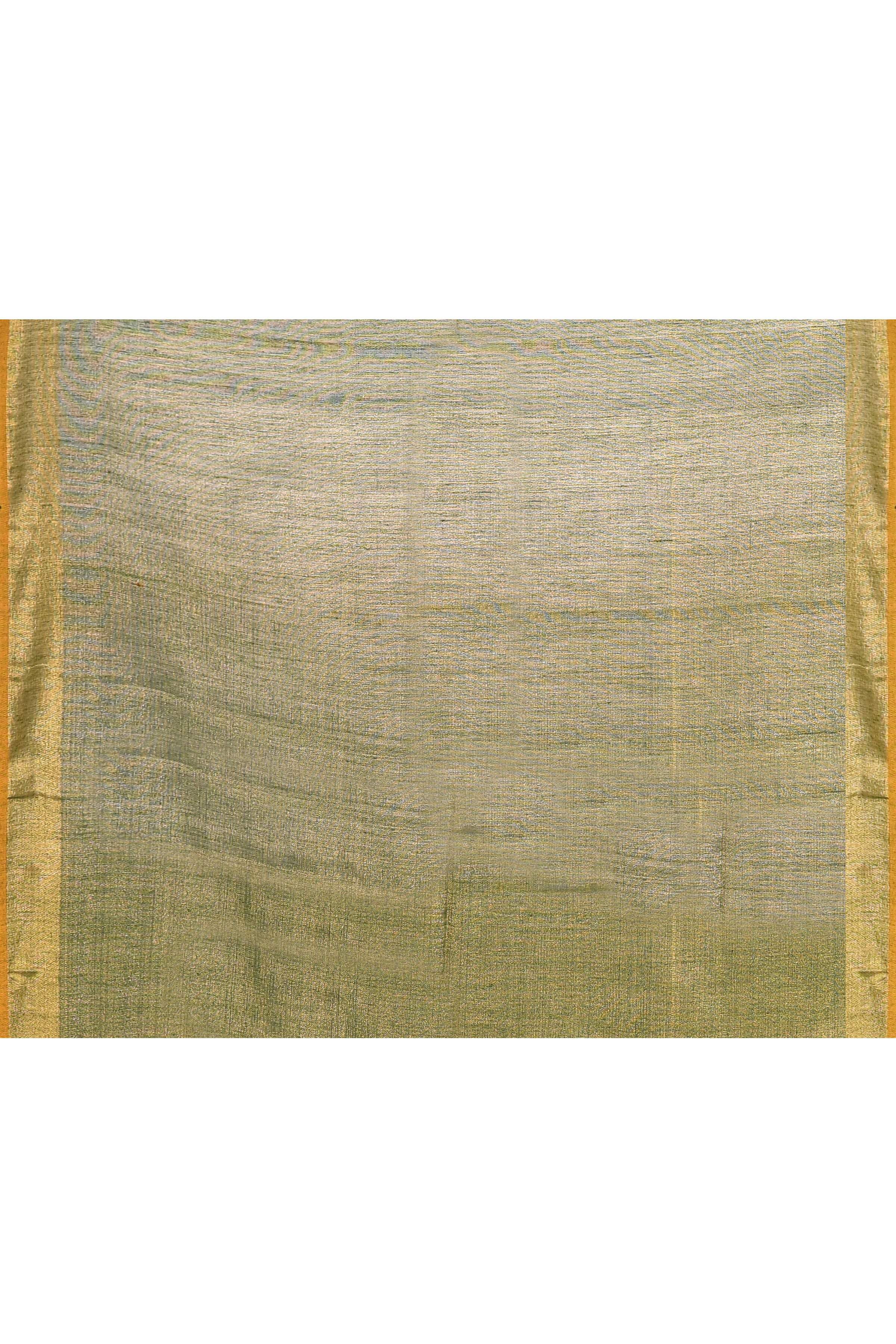 Moss Green Embellished Tissue Jamdani Saree for Elegant Occasions