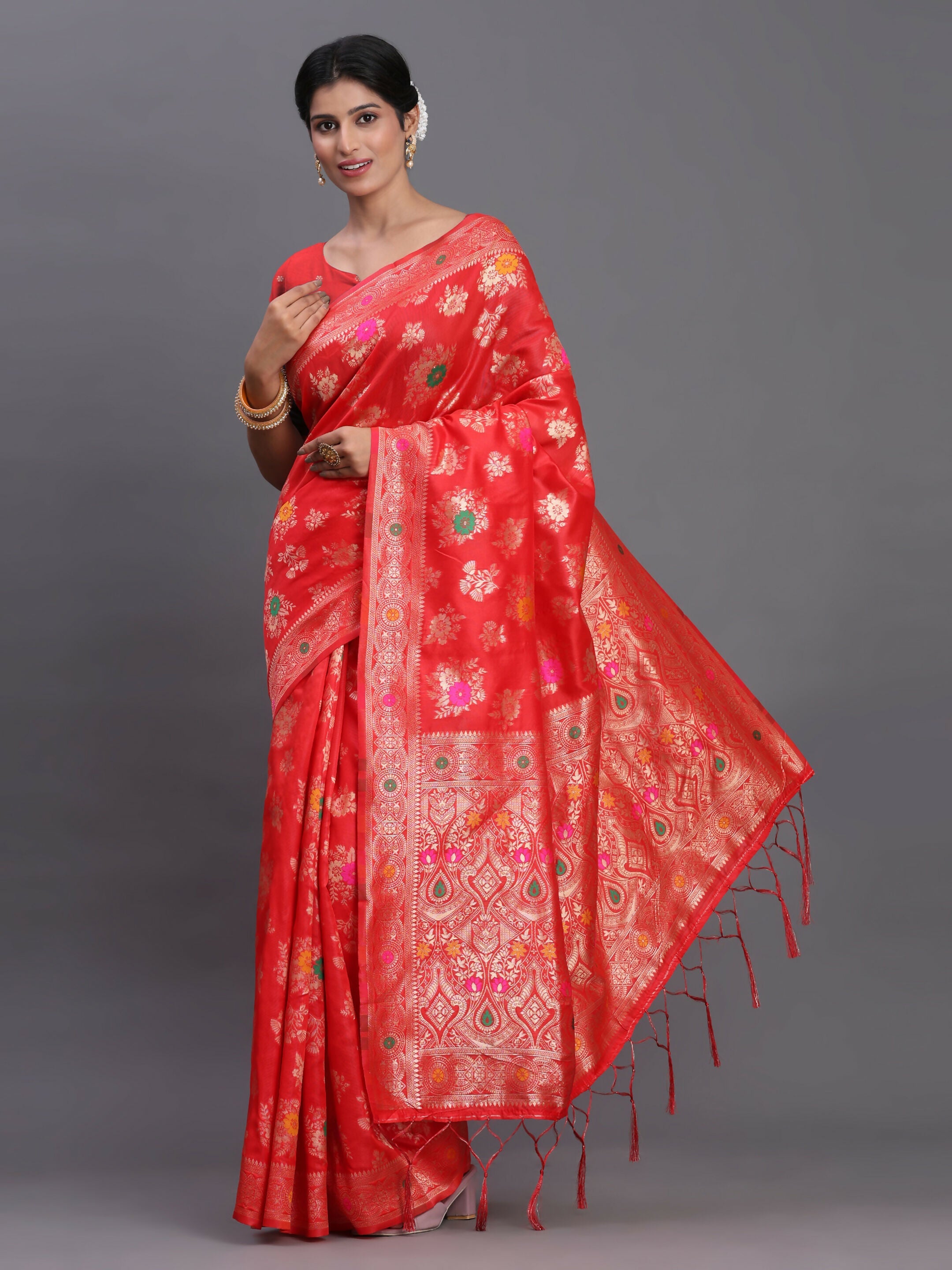Shree Shyam Fashion Banarasi Silk Red Saree