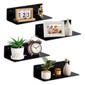 luium 9 Inch Acrylic Floating Shelf No Drill Adhesive Wall Shelf Set of 4 for Funko Pop Storage Floating Shelves Damage-Free Expand Wall Space for Living Room Bathroom Gaming Room Office - Black