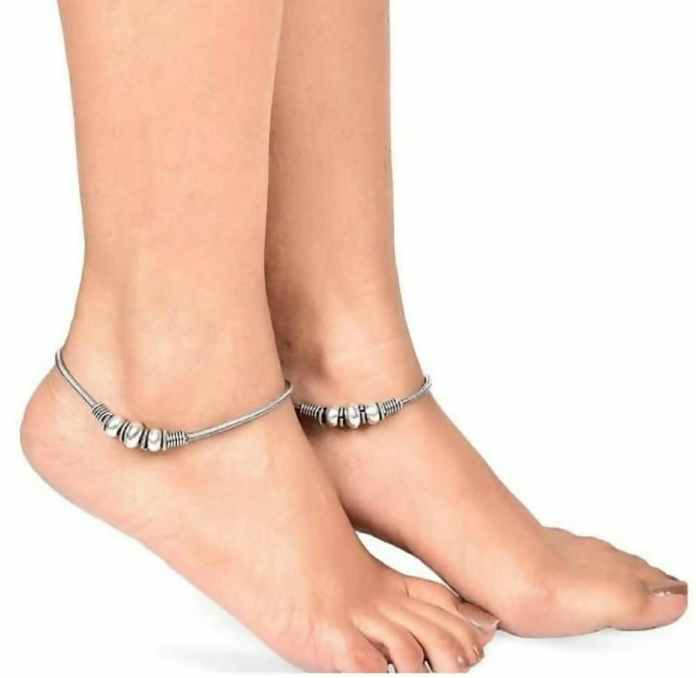 Trendy Oxidised Silver Plated Anklets for Girls and Women
