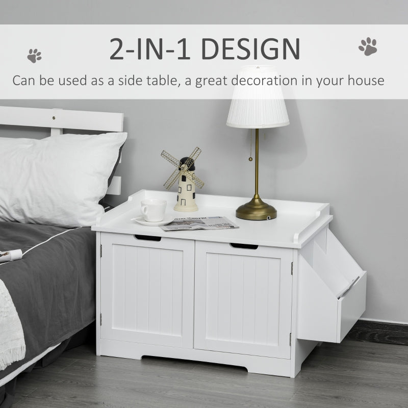 White Wooden Cat Litter Box Enclosure and Side Table - Image 6